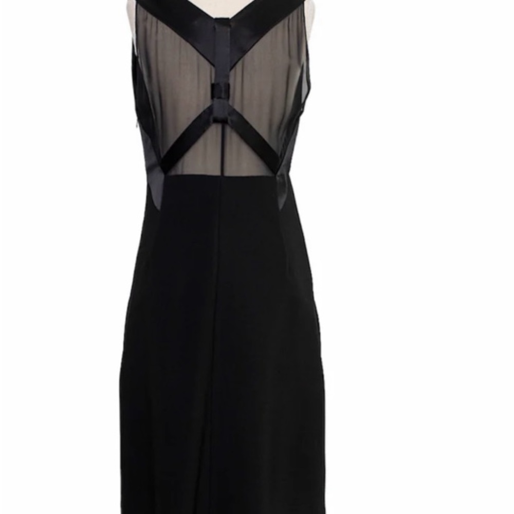Dorothee Schumacher sleeveless little black dress with satin details and pockets